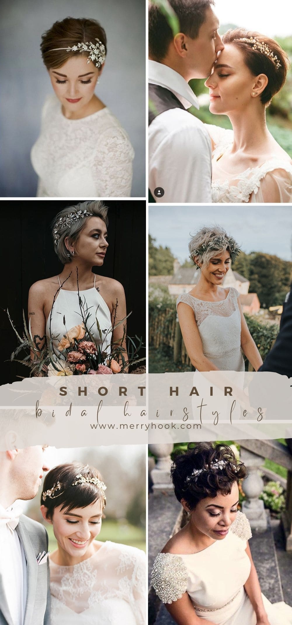 short hair wedding hairstyles with headpieces