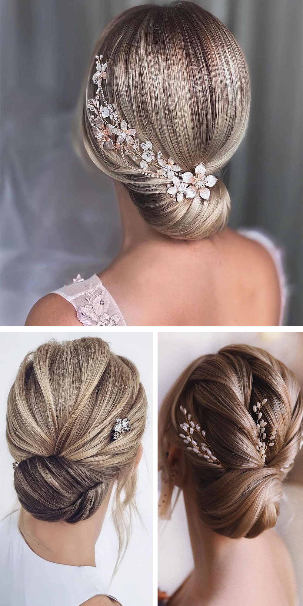 sleek low bun bridal hairstyles